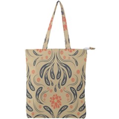 Folk Flowers Print Floral Pattern Ethnic Art Double Zip Up Tote Bag by Eskimos