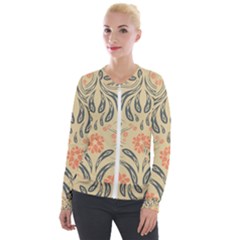 Folk flowers print Floral pattern Ethnic art Velvet Zip Up Jacket