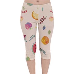 Summer Fruit Velvet Capri Leggings  by SychEva