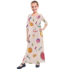 Summer Fruit Kids  Quarter Sleeve Maxi Dress by SychEva