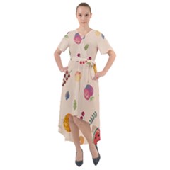 Summer Fruit Front Wrap High Low Dress by SychEva