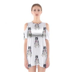 Cute Husky Puppies Shoulder Cutout One Piece Dress by SychEva