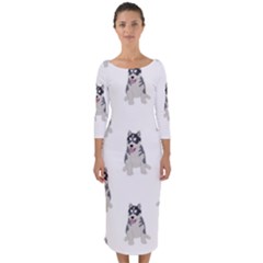 Cute Husky Puppies Quarter Sleeve Midi Bodycon Dress by SychEva