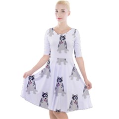 Cute Husky Puppies Quarter Sleeve A-line Dress by SychEva