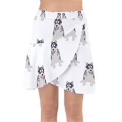 Cute Husky Puppies Wrap Front Skirt by SychEva