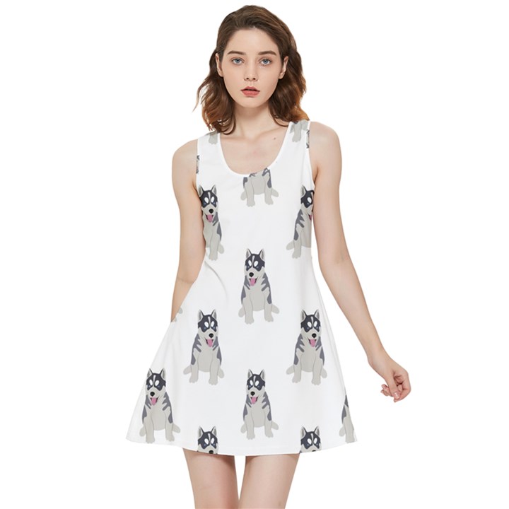 Cute Husky Puppies Inside Out Reversible Sleeveless Dress