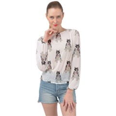 Cute Husky Puppies Banded Bottom Chiffon Top by SychEva