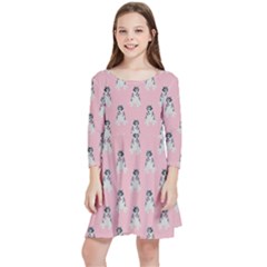 Cute Husky Kids  Quarter Sleeve Skater Dress by SychEva