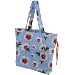 Hibiscus Flowers Drawstring Tote Bag by SychEva