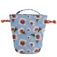 Hibiscus Flowers Drawstring Bucket Bag by SychEva