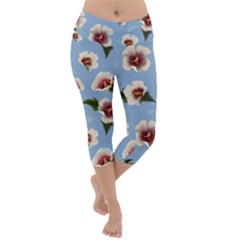 Hibiscus Flowers Lightweight Velour Capri Yoga Leggings by SychEva