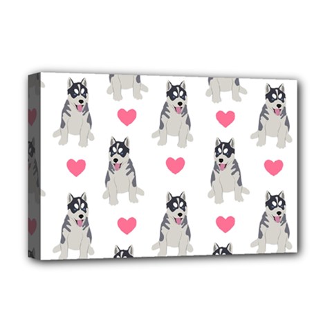 Little Husky With Hearts Deluxe Canvas 18  X 12  (stretched) by SychEva