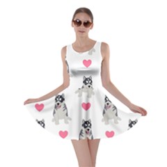 Little Husky With Hearts Skater Dress by SychEva