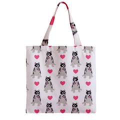 Little Husky With Hearts Zipper Grocery Tote Bag by SychEva