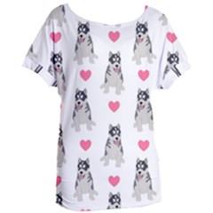 Little Husky With Hearts Women s Oversized Tee by SychEva