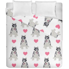 Little Husky With Hearts Duvet Cover Double Side (california King Size) by SychEva