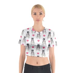 Little Husky With Hearts Cotton Crop Top by SychEva