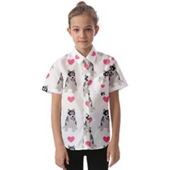 Little Husky With Hearts Kids  Short Sleeve Shirt by SychEva