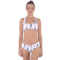 Little Husky With Hearts Criss Cross Bikini Set by SychEva