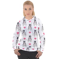 Little Husky With Hearts Women s Overhead Hoodie by SychEva