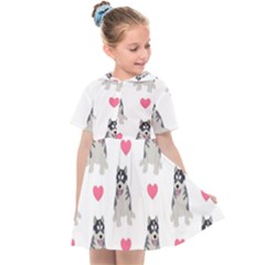 Little Husky With Hearts Kids  Sailor Dress by SychEva