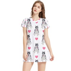 Little Husky With Hearts Women s Sports Skirt by SychEva