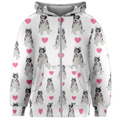 Little Husky With Hearts Kids  Zipper Hoodie Without Drawstring by SychEva