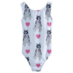 Little Husky With Hearts Kids  Cut-out Back One Piece Swimsuit by SychEva