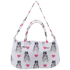 Little Husky With Hearts Removal Strap Handbag by SychEva