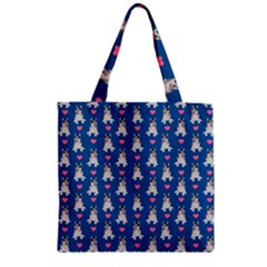 Little Husky With Hearts Zipper Grocery Tote Bag by SychEva