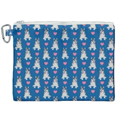 Little Husky With Hearts Canvas Cosmetic Bag (xxl) by SychEva