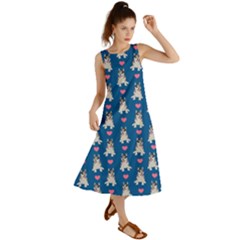 Little Husky With Hearts Summer Maxi Dress by SychEva