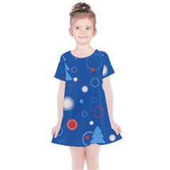 Christmas Pattern Tree Design Kids  Simple Cotton Dress