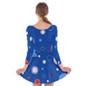 Christmas Pattern Tree Design Long Sleeve Velvet Skater Dress View2