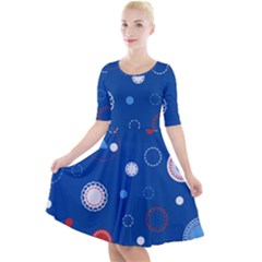 Christmas Pattern Tree Design Quarter Sleeve A-line Dress