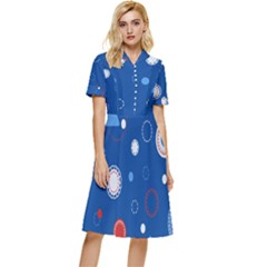 Christmas Pattern Tree Design Button Top Knee Length Dress by Sapixe