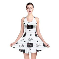 Cute Cameras Doodles Hand Drawn Reversible Skater Dress by Sapixe