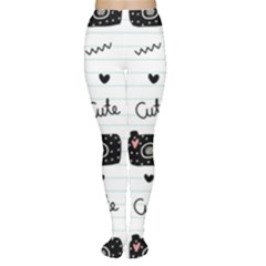 Cute Cameras Doodles Hand Drawn Tights by Sapixe