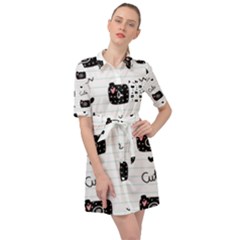 Cute Cameras Doodles Hand Drawn Belted Shirt Dress