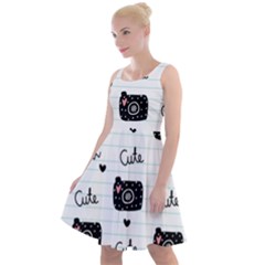 Cute Cameras Doodles Hand Drawn Knee Length Skater Dress by Sapixe