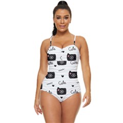 Cute Cameras Doodles Hand Drawn Retro Full Coverage Swimsuit