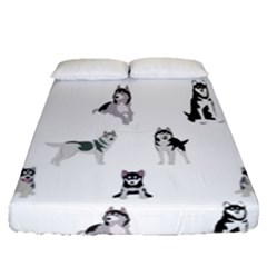 Husky Dogs Fitted Sheet (queen Size) by SychEva