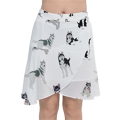 Husky Dogs Chiffon Wrap Front Skirt by SychEva