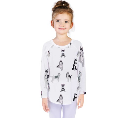 Husky Dogs Kids  Long Sleeve Tee by SychEva