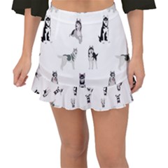 Husky Dogs Fishtail Mini Chiffon Skirt by SychEva