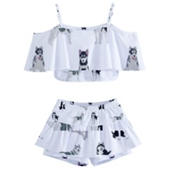 Husky Dogs Kids  Off Shoulder Skirt Bikini by SychEva