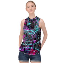 Reptilian Scream High Neck Satin Top