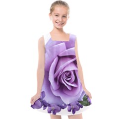 Roses-violets-flowers-arrangement Kids  Cross Back Dress by Pakrebo
