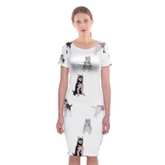 Husky Dogs With Sparkles Classic Short Sleeve Midi Dress by SychEva