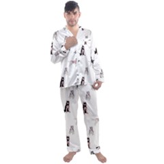 Husky Dogs With Sparkles Men s Long Sleeve Satin Pajamas Set by SychEva